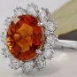 5.90Ct Natural Madeira Citrine and Diamond 14K Solid White Gold Ring
