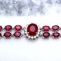 23.30Ct Natural Ruby & Diamond 14K Solid White Gold Bracelet