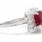 4.40 Carats Red Ruby and Natural Diamond 14K Solid White Gold Ring