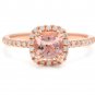 1.40 Carats Natural Morganite and Diamond 14K Solid Rose Matching Rings