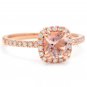 1.40 Carats Natural Morganite and Diamond 14K Solid Rose Matching Rings