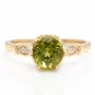 1.58 Carats Natural Peridot and Diamond 14K Solid Yellow Gold Ring