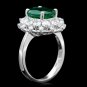 4.85Ct Natural Emerald & Diamond 14K Solid White Gold Ring