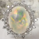 6.73Ct Natural Ethiopian Opal and Diamond 14K Solid White Gold Ring