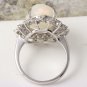 6.73Ct Natural Ethiopian Opal and Diamond 14K Solid White Gold Ring