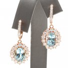 11.00Ct Natural Aquamarine and Diamond 14K Solid Rose Gold Earrings