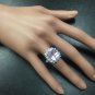 7.00 Carats NATURAL KUNZITE and DIAMOND 14K Solid White Gold Ring