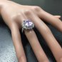 7.00 Carats NATURAL KUNZITE and DIAMOND 14K Solid White Gold Ring