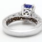 2.80 Carats NATURAL TANZANITE and DIAMOND 14K Solid White Gold Ring