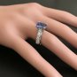 2.80 Carats NATURAL TANZANITE and DIAMOND 14K Solid White Gold Ring