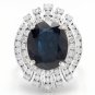 12.70Ct Natural Blue Sapphire & Diamond 14K White Solid Gold Ring