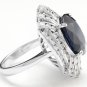 12.70Ct Natural Blue Sapphire & Diamond 14K White Solid Gold Ring
