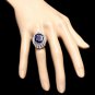 12.70Ct Natural Blue Sapphire & Diamond 14K White Solid Gold Ring