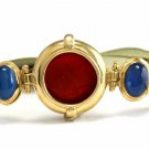 GIROVI Antique Cameo Red Carnelian and Sapphire 18K Solid Yellow Gold Bracelet