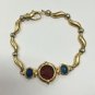 GIROVI Antique Cameo Red Carnelian and Sapphire 18K Solid Yellow Gold Bracelet