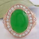 11.00Ct NATURAL JADE JADEITE and DIAMOND 14K Solid Rose Gold Ring