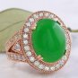 11.00Ct NATURAL JADE JADEITE and DIAMOND 14K Solid Rose Gold Ring