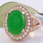 11.00Ct NATURAL JADE JADEITE and DIAMOND 14K Solid Rose Gold Ring