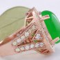 11.00Ct NATURAL JADE JADEITE and DIAMOND 14K Solid Rose Gold Ring