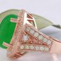 11.00Ct NATURAL JADE JADEITE and DIAMOND 14K Solid Rose Gold Ring