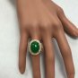 11.00Ct NATURAL JADE JADEITE and DIAMOND 14K Solid Rose Gold Ring
