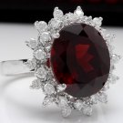 8.80 Carats Natural Red Garnet & Diamond 14K Solid White Gold Ring