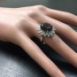 8.80 Carats Natural Red Garnet & Diamond 14K Solid White Gold Ring