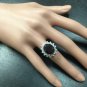 8.80 Carats Natural Red Garnet & Diamond 14K Solid White Gold Ring
