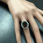 8.80 Carats Natural Red Garnet & Diamond 14K Solid White Gold Ring