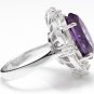 9.75 Carats Natural Amethyst and Diamond 14K Solid White Gold Ring