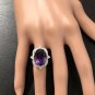9.75 Carats Natural Amethyst and Diamond 14K Solid White Gold Ring
