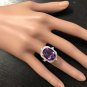 9.75 Carats Natural Amethyst and Diamond 14K Solid White Gold Ring