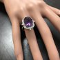 9.75 Carats Natural Amethyst and Diamond 14K Solid White Gold Ring