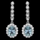 5.00Ct Natural Aquamarine and Diamond 14K Solid White Gold Earrings