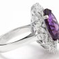 9.10Ct Natural Amethyst & Diamond 14K Solid White Gold Ring