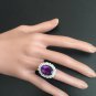 9.10Ct Natural Amethyst & Diamond 14K Solid White Gold Ring