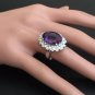 9.10Ct Natural Amethyst & Diamond 14K Solid White Gold Ring