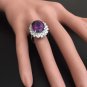 9.10Ct Natural Amethyst & Diamond 14K Solid White Gold Ring