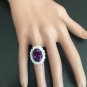 9.10Ct Natural Amethyst & Diamond 14K Solid White Gold Ring