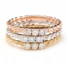 0.45 Carats Set of Three Stackable Rings in 14K Solid Multi Color Gold
