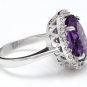 6.25 Carats Natural Amethyst and Diamond 14K Solid White Gold Ring