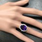 6.25 Carats Natural Amethyst and Diamond 14K Solid White Gold Ring