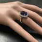 6.25 Carats Natural Amethyst and Diamond 14K Solid White Gold Ring