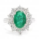 5.20Ct Natural Emerald & Diamond 14K Solid White Gold Ring