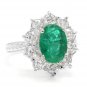 5.20Ct Natural Emerald & Diamond 14K Solid White Gold Ring