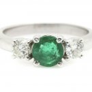 1.32Ct Natural Emerald & Diamond 14K Solid White Gold Ring