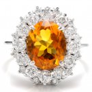 4.75Ct Natural Madeira Citrine and Diamond 14K Solid White Gold Ring