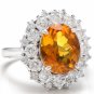 4.75Ct Natural Madeira Citrine and Diamond 14K Solid White Gold Ring