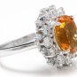 4.75Ct Natural Madeira Citrine and Diamond 14K Solid White Gold Ring