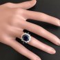 4.50Ct Natural Blue Sapphire & Diamond 14K White Solid Gold Ring